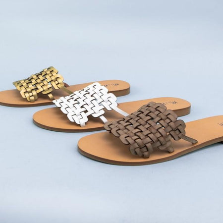 Abigail Squared Woven Slide - Una Bella