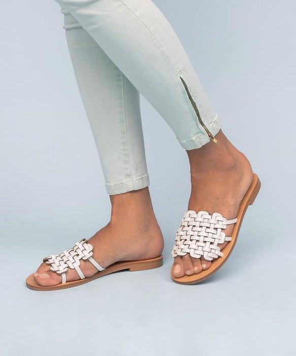 Abigail Squared Woven Slide - Una Bella