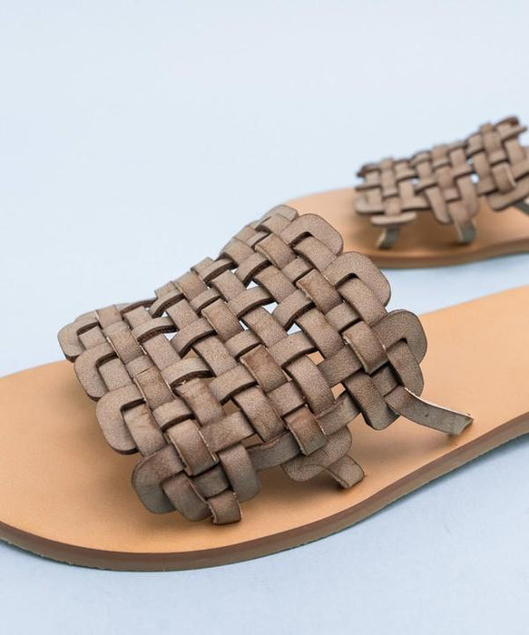 Abigail Squared Woven Slide - Una Bella