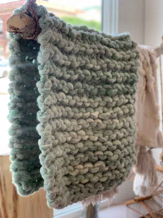 Moss Big Loop Yarn Merino Wool Blanket