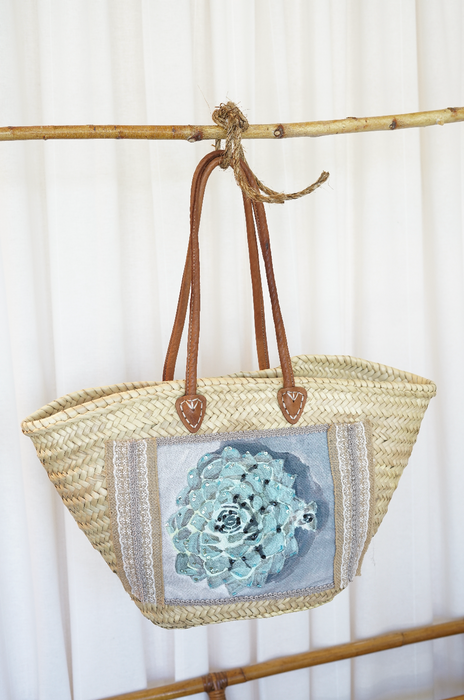 Oversized Succulent Wicker Bag