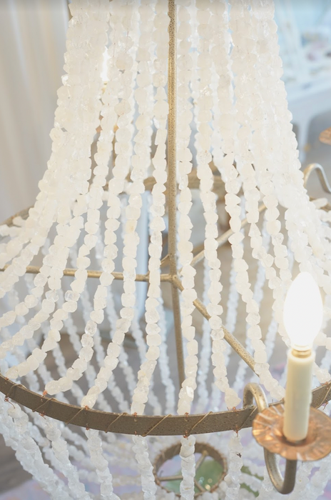 Raw Rock Crystal Vintage Palm Beach Mansion Chandelier