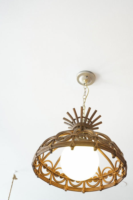 Vintage Rattan Light Fixture