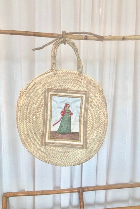 Vintage Quilt Wicker Bag