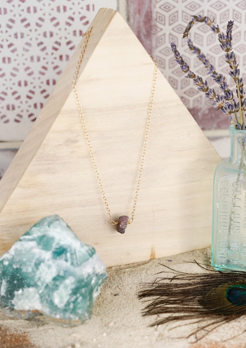 Red Tourmaline Nugget Necklace