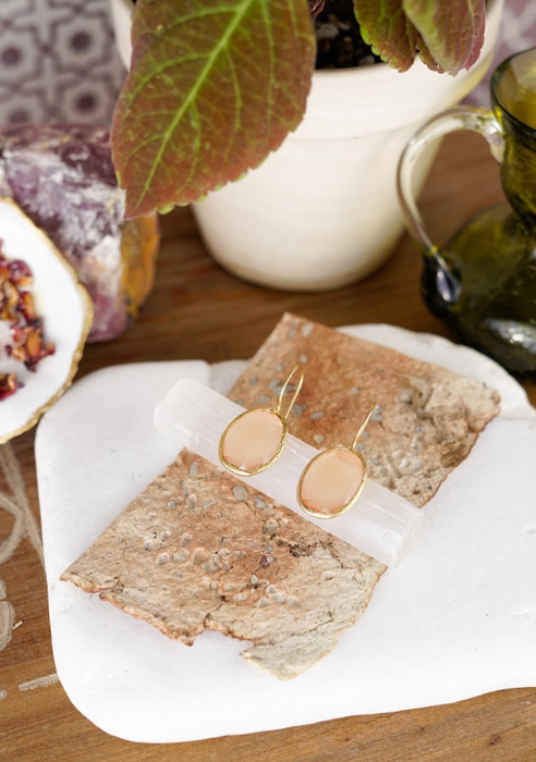 Rose Quartz Handmade Turkish Teardrop Earrings