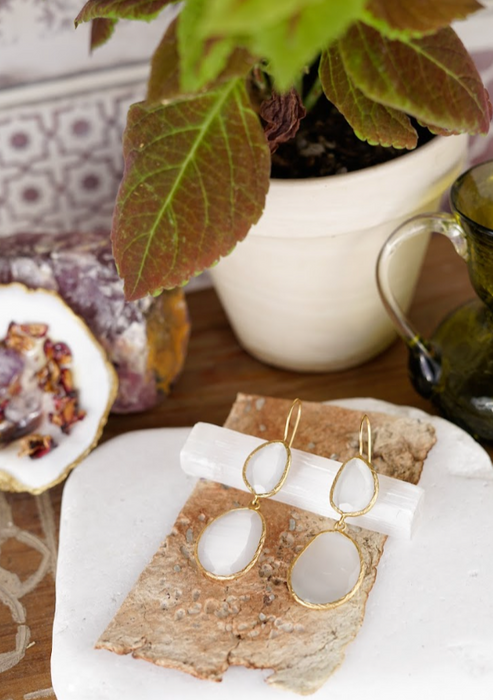 Moonstone Double Teardrop Earrings