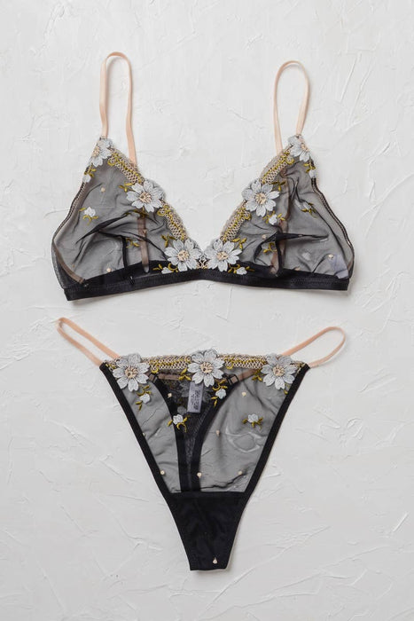 Floral Embroidered Mesh Bralette