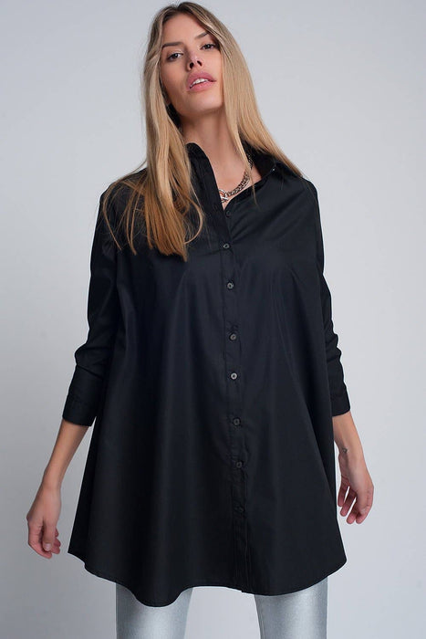 Oversized Poplin Shirt In Black