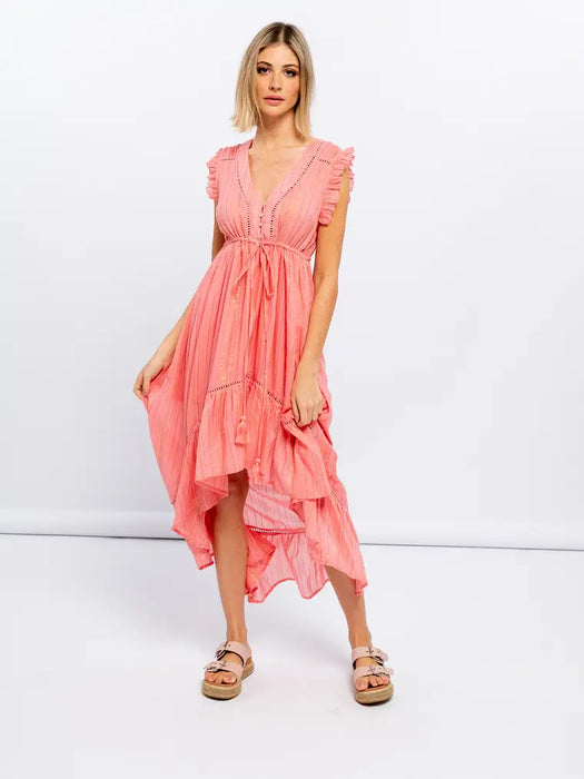 Coral Dress Hi Low