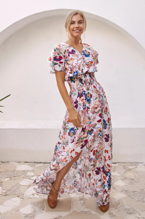 Del Sol High Low Dress White Floral