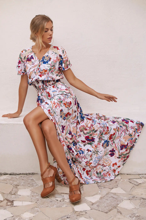 Del Sol High Low Dress White Floral