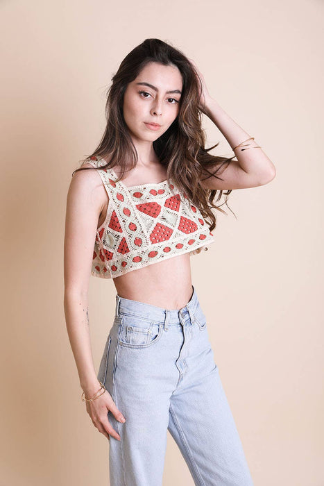 Crochet Square Neck Crop Top