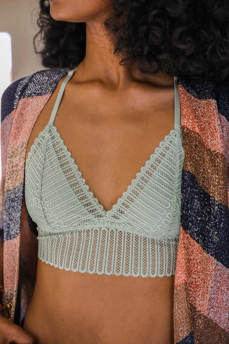 Ribbed Lace Boho Bralette