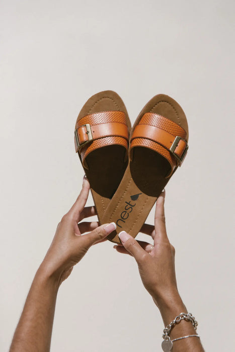 Buckle Sandal In Tan And Melon